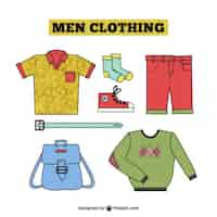 Gratis vector getrokken mannen kleding collection