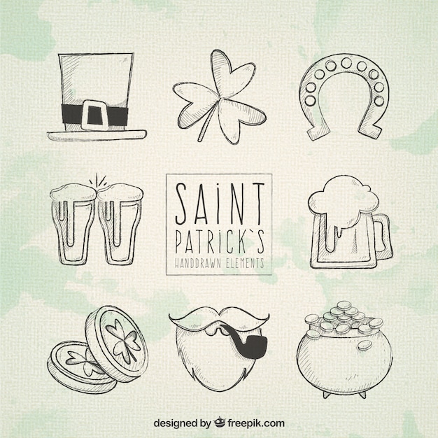 Gratis vector getrokken saint patrick's day elementen