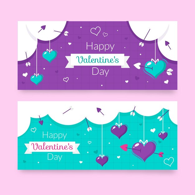 Getrokken Valentijnsdag banners pack