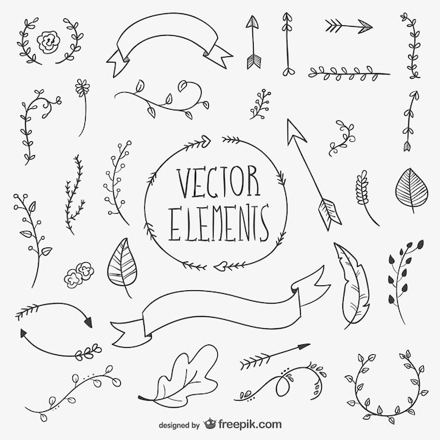 Gratis vector getrokken vector elementen