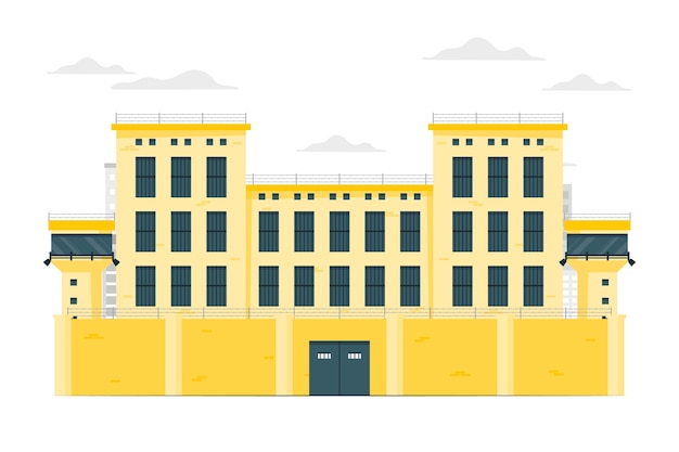 Gratis vector gevangenis gebouw concept illustratie