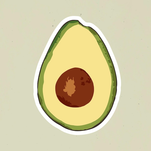 Gevectoriseerde avocado-sticker-overlay met wit randontwerpelement