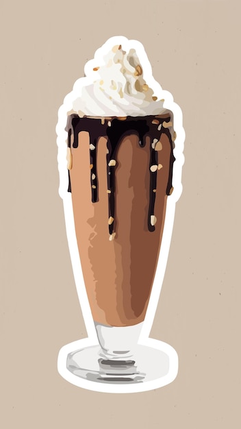 Gratis vector gevectoriseerde chocolade milkshake sticker met een witte rand