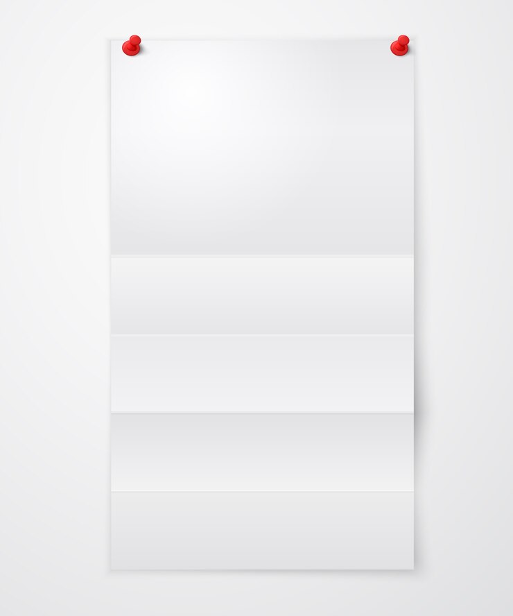 Gratis Vector gevouwen blanco vel papier met pushpins