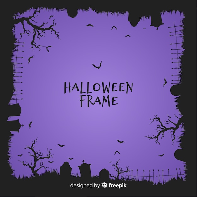 Geweldig halloween-frame met plat ontwerp