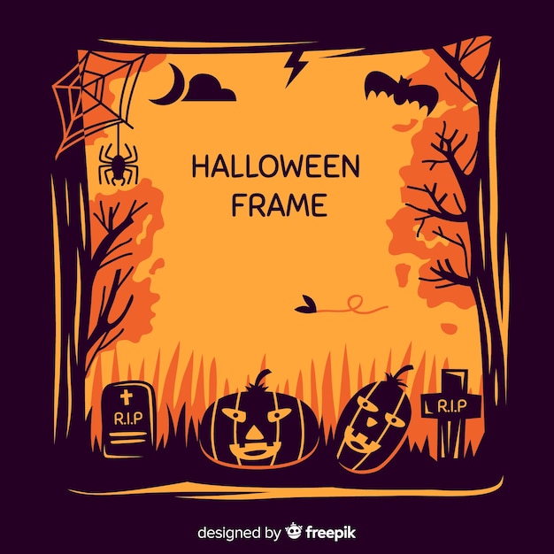 Geweldig halloween-frame met plat ontwerp