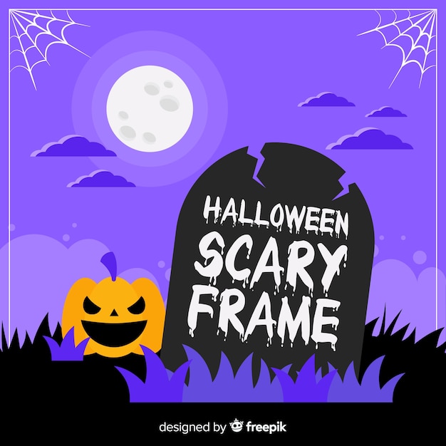 Geweldig halloween-frame met plat ontwerp