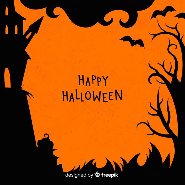 Geweldig halloween-frame met plat ontwerp
