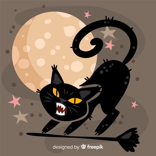 Gratis vector geweldige hand getrokken halloween-kat