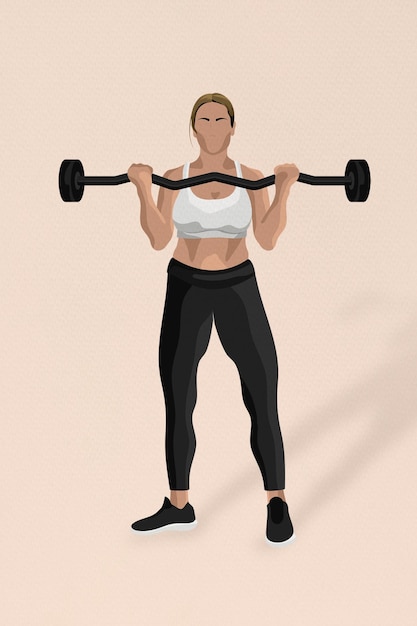 Gratis vector gewichtheffende vrouw met barbelltraining in minimalistische stijl