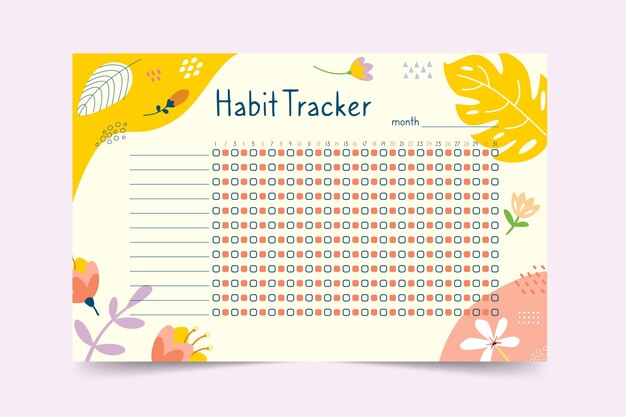 Gewoonte tracker-sjabloon met planten