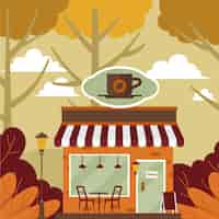 Gratis vector gezellige herfst café illustratie
