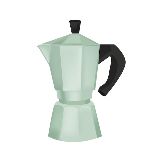 Gezellige huissamenstelling met geïsoleerd beeld van mokapot voor het brouwen van koffie vectorillustratie