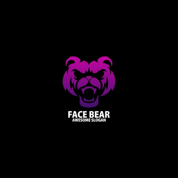 Gezicht beer logo ontwerp kleur voor de kleurovergang