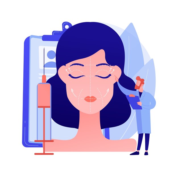 Gezicht opheffing abstract concept vectorillustratie. Rhytidectomie-procedure, facelift-operatie, facelift-service, niet-chirurgische antiverouderingsbehandeling, gezichtshuidverjonging abstracte metafoor.
