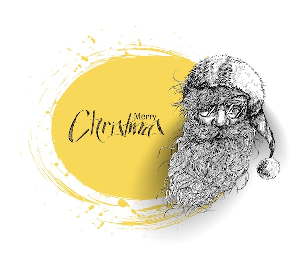 Gezicht van Kerstmis karakter Santa Claus Design. Merry Christmas-tekst - Vectorillustratie