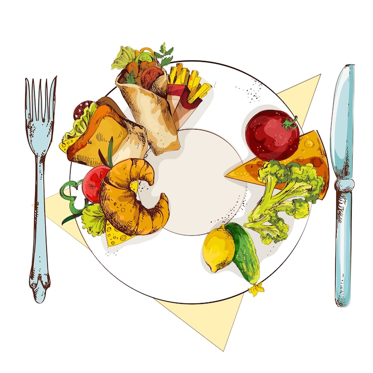 Gratis Vector gezond en ongezond eten