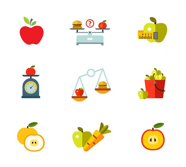 Gezond eten pictogram set