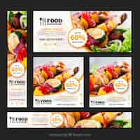 Gratis vector gezond eten restaurant banner collectie met foto's