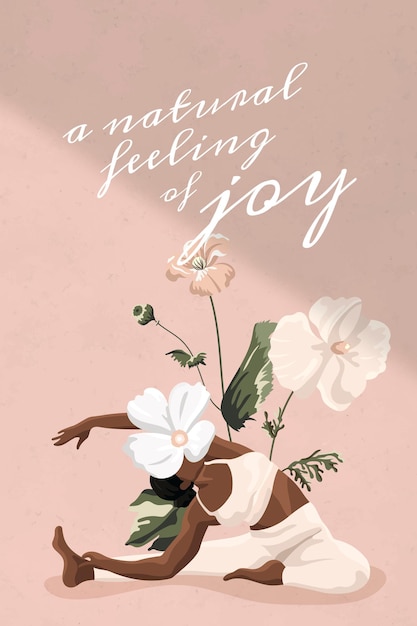 Gezond leven citaat vector sjabloon training vrouwen roze bloemen minimale banner