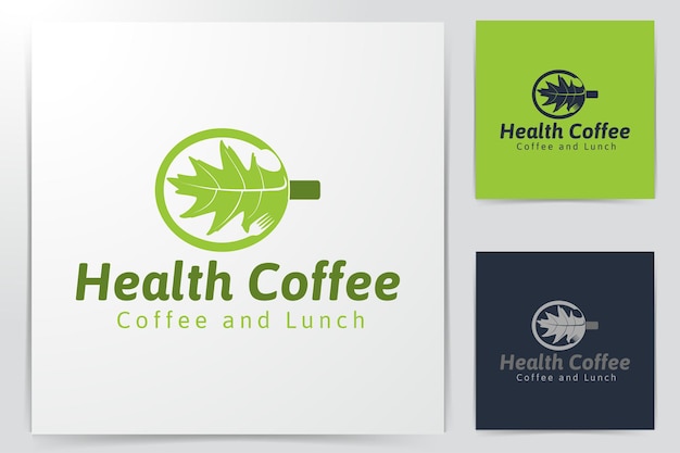 Gezonde koffie logo-ideeën. Inspiratie logo ontwerp. Sjabloon vectorillustratie. Geïsoleerd Op Witte Achtergrond