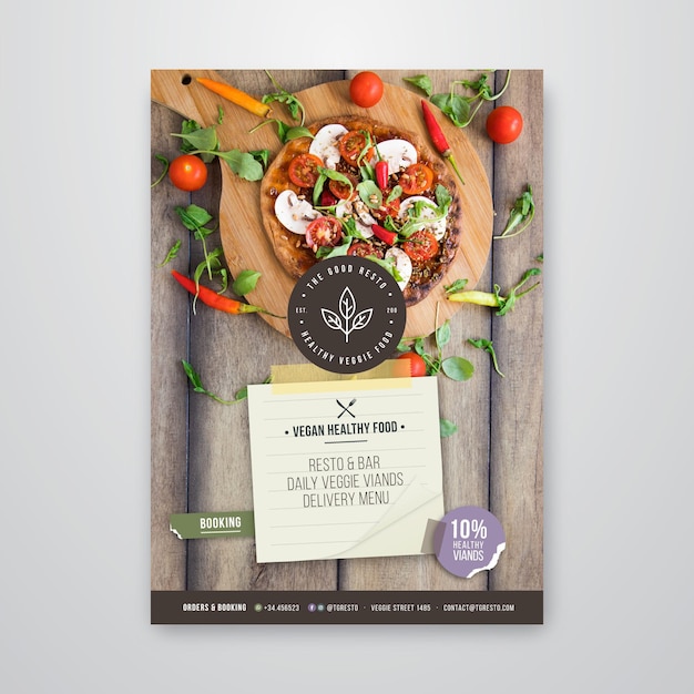 Gratis vector gezonde restaurant verticale flyer