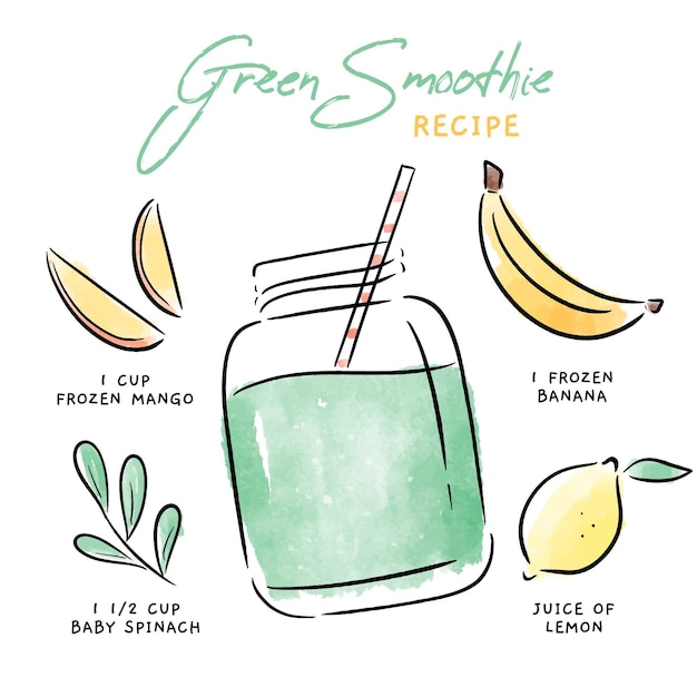 Gratis vector gezonde smoothie recept concept