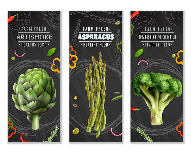 Gratis vector gezonde voeding verticale banners met groenten