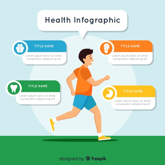 Gezondheid infographic sjabloon vlakke stijl