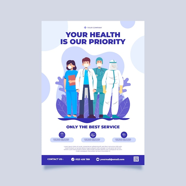 Gratis vector gezondheid kliniek poster sjabloon