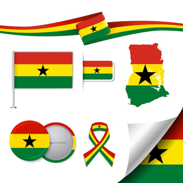 Gratis vector ghana representatieve elementen collectie