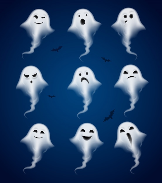 Ghost emoties realistische pictogrammen instellen