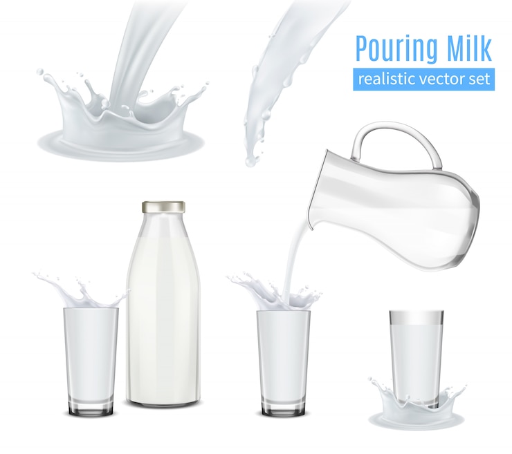 Gratis Vector gieten melk realistische samenstelling