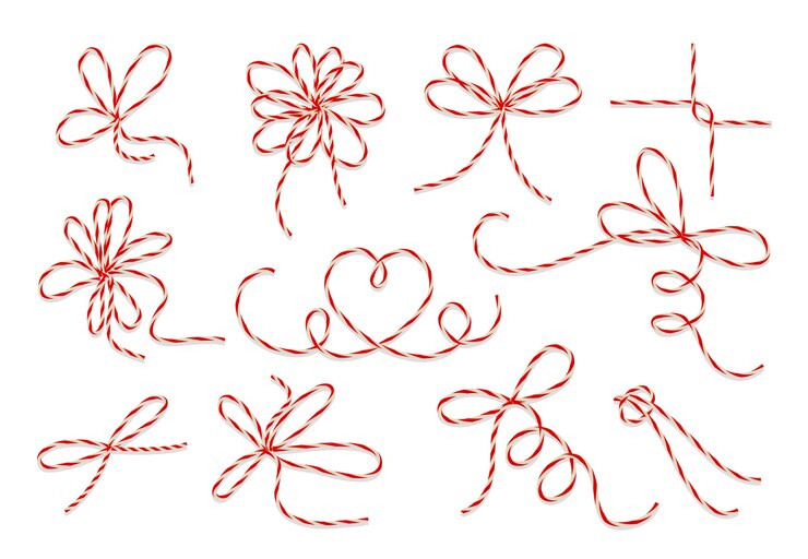 Gratis Vector gift bindgaren bogen vector set. string knooplus voor decoratie aanwezig verjaardag of kerst illustratie