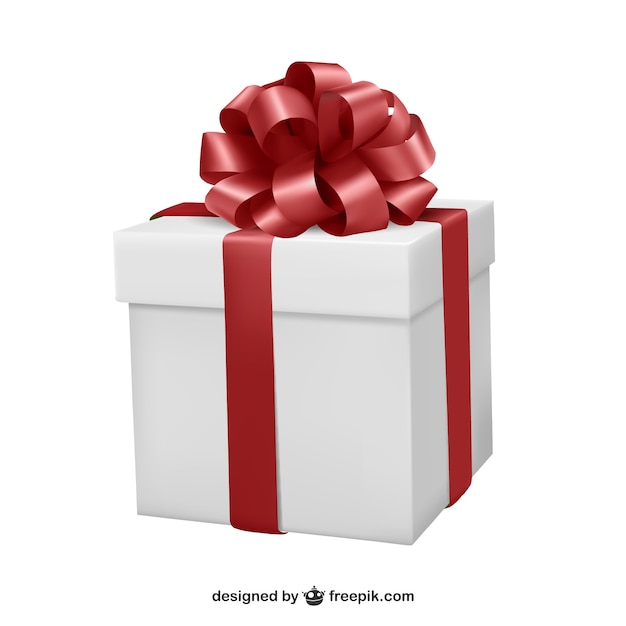 Gratis vector gift box met rood lint