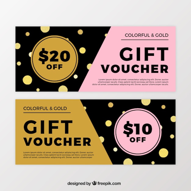 Gift coupons met goud vormen