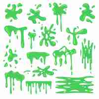 Gratis vector giftige verschillende groene slijm platte set