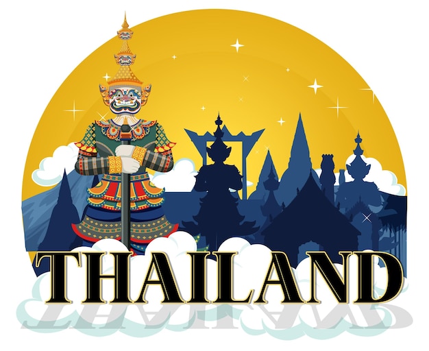 Gratis vector gigantische demonen thailand attractie en landschap icoon