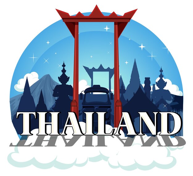 Gratis vector gigantische schommel thailand attractie en landschap icoon