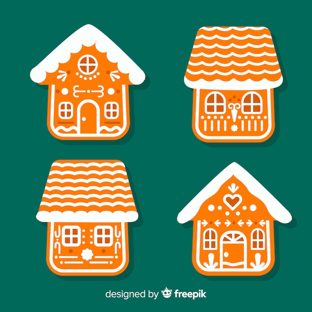 Gratis vector gingerbread huiscollectie