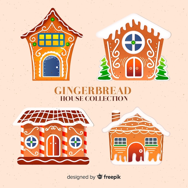 Gratis vector gingerbread huiscollectie