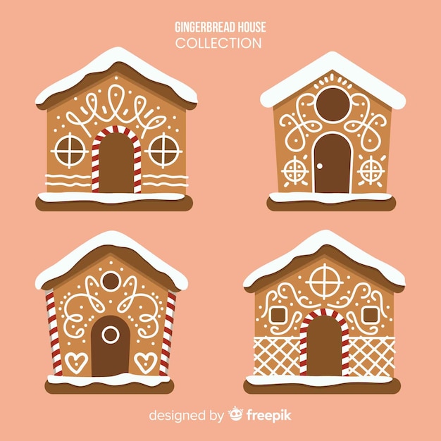 Gratis vector gingerbread huiscollectie