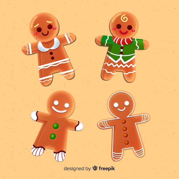 Gratis vector gingerbread man collectie