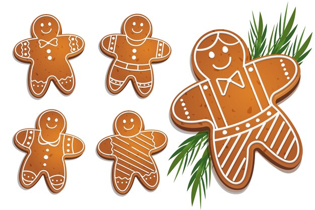 Gingerbread man cookie-collectie in plat ontwerp