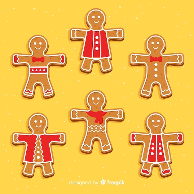 Gratis vector gingerbread man cookie-collectie