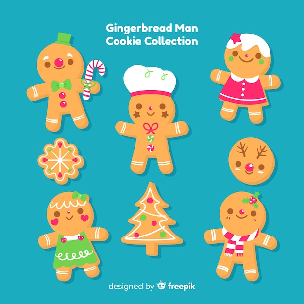 Gratis vector gingerbread man cookie-collectie