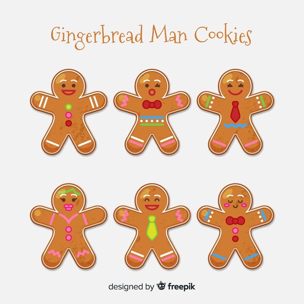 Gratis vector gingerbread man cookies collectie