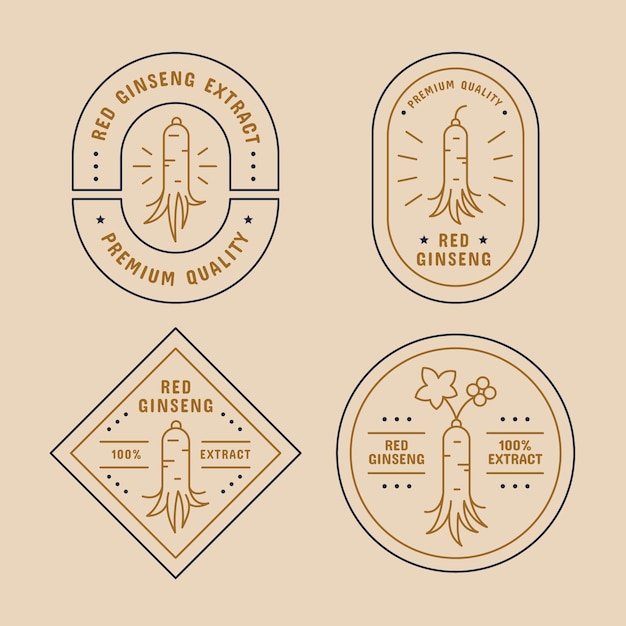 Gratis vector ginseng jar label collectie concept