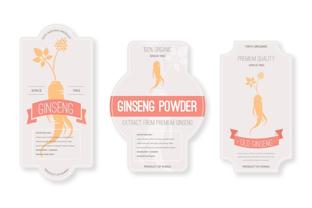 Gratis vector ginseng jar label collectie thema