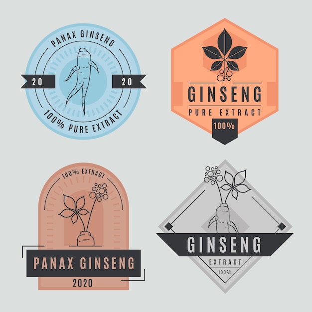 Gratis vector ginseng jar label collectie